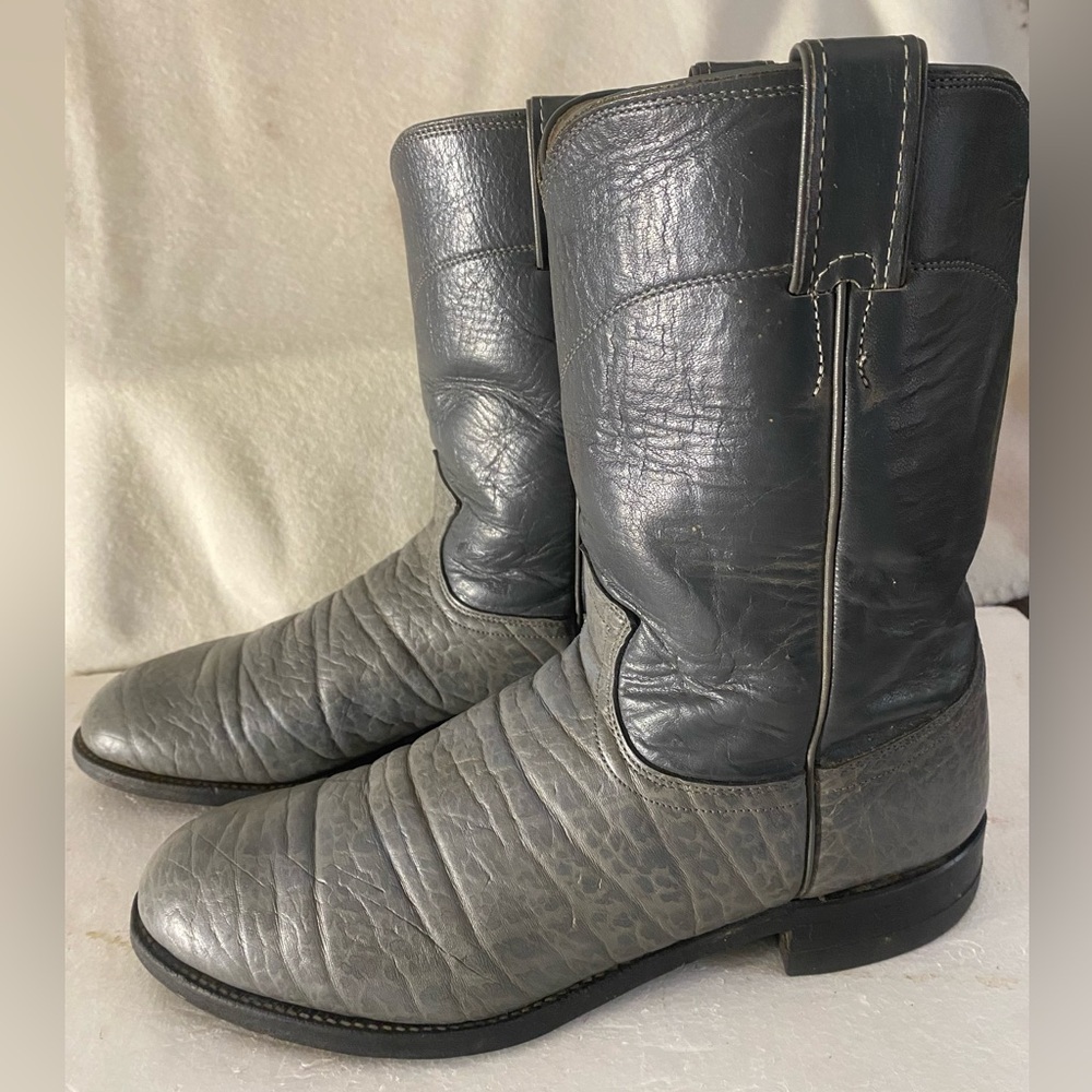 Justin Boots Men's Leather Gray Western Boots Size 10.5 D Style #3203